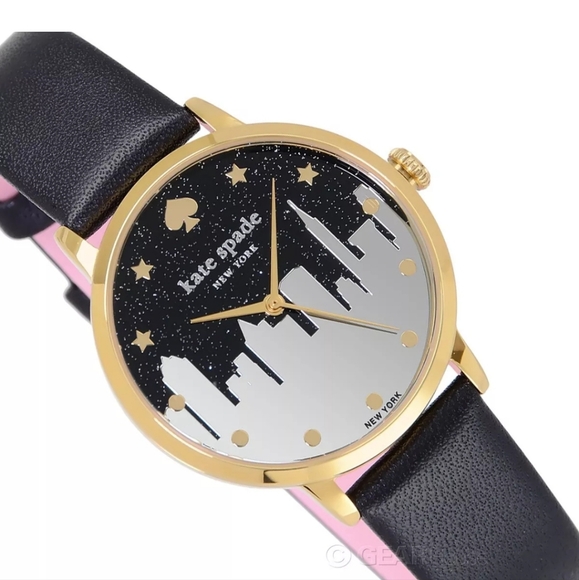 Kate Spade New York Womens Gold Metro Watch City Skyline Dial